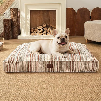 SOMAHE 4 Inch Orthopedic Dog Bed for Crate, 27 x 20 Inch, Orange Chenille | Washable Removable Cover, Waterproof Inner Liner, Non-Slip Bottom, Orthopedic Dog Crate Mattress for Medium & Large Dogs