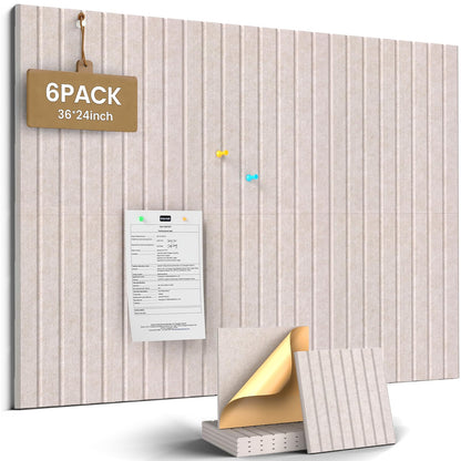 JBER Large Felt Bulletin Board 36" x 24" - 6 Pack Felt Wall Tiles, Cork Board Alternative to Use in Office & Home Decor, Classroom Decor, Vision Board to Display Your Photos(Light Camel)