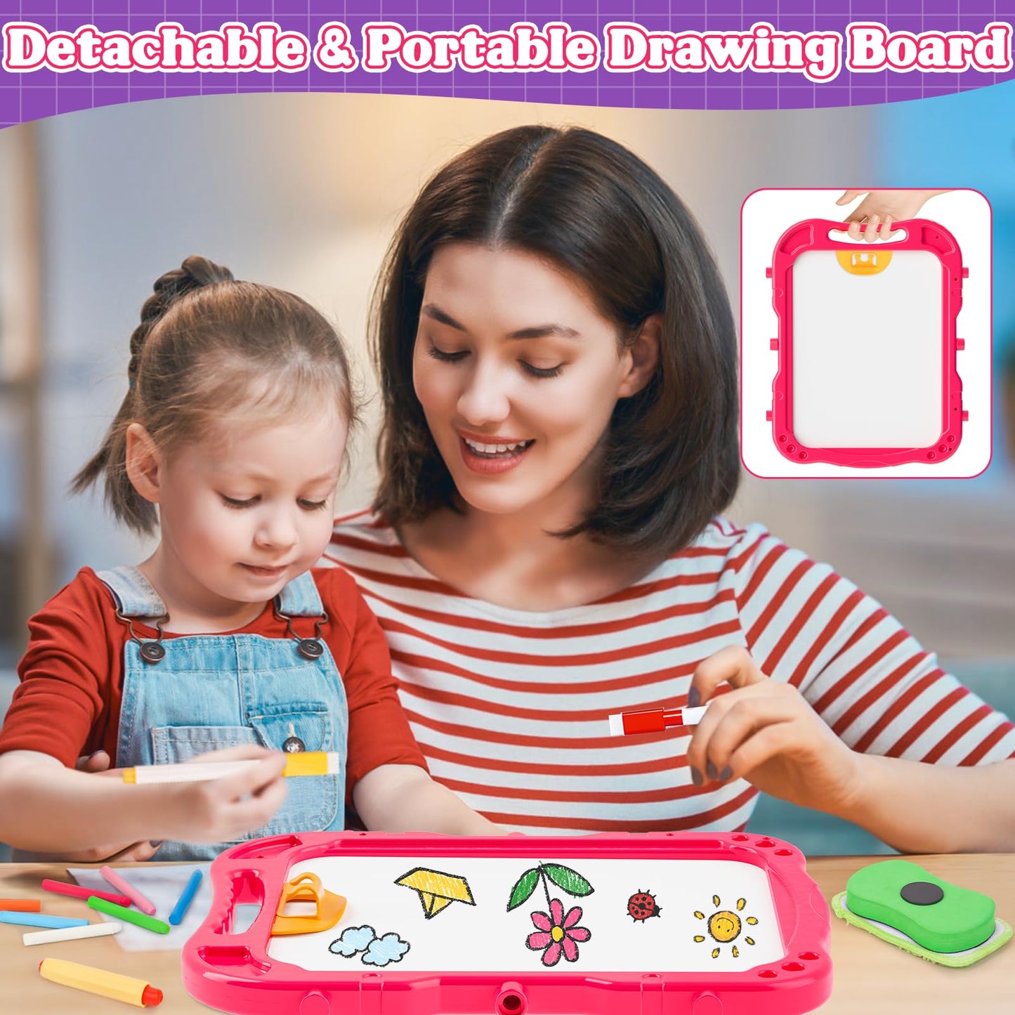 Easel for Kids Chalkboard,Toddler Toys for 3+ 4 5 Year Old Girl Gifts,Double Sided Magnetic Kid Art Ease,Drawing Painting Board,Toddler Easel Learning Toys for 3+ 4 5 Girl Birthday Gifts