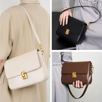 MoreFarther Genuine Leather Crossbody Purse for Women, Beige