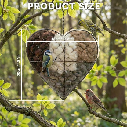 Handmade Alpaca Fiber Bird Nesting Heart, Heart-Shaped Hummingbird nest that can be Filled with Nesting Material, Winter Tree Shelter for Wild Bird, Bird's Nest Material Storage Box