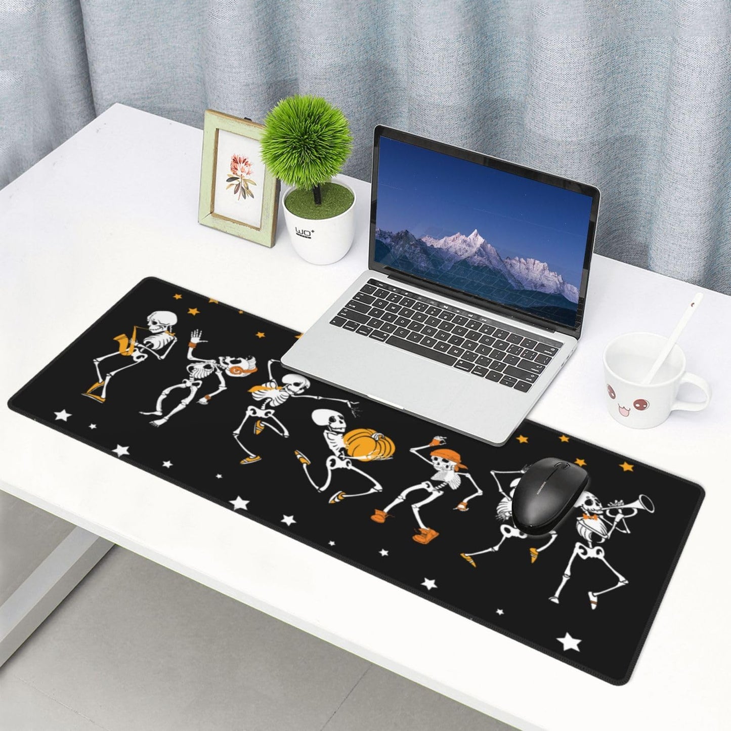 Dancing and Musical Skeletons Mouse Pad Large Gaming Mousepad, Long Big XL Waterproof Desk Mats Full Desk Keyboard Mat Computer Pad Desk Matt with Stitched Edges Non-Slip Desktop Mat, 31.5 * 11.8 in