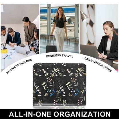 Leathario Portfolio Binder, Includes 5 Folder Index Dividers and 3 Notepads, 3-Ring Folder Organizer, Padfolio with Zipper, Vegan Leather Tablet Sleeve, Business Office Conference Clipboards