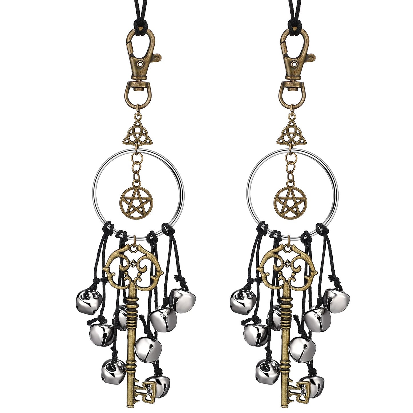 Witch Bells for Door Witchcraft Bells Supplies Wiccan Decor Altar Bell Antique Magic Keys Witchy Wicca Home Protection Decor Kitchen Witch Decor (2 Pieces)