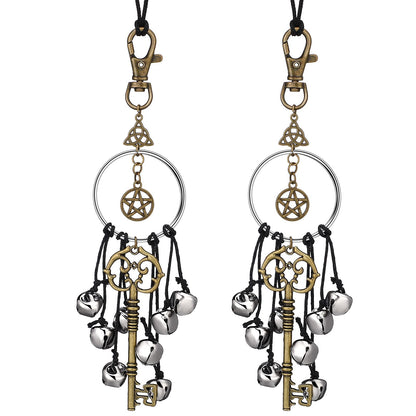 Witch Bells for Door Witchcraft Bells Supplies Wiccan Decor Altar Bell Antique Magic Keys Witchy Wicca Home Protection Decor Kitchen Witch Decor (2 Pieces)