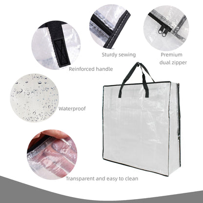 3 Pack Clear Bags with Zipper and Handles, Halloween Christmas Wreath Storage, Gift Bag Organizer, Moving Boxes Alternative, Under the Bed Storage