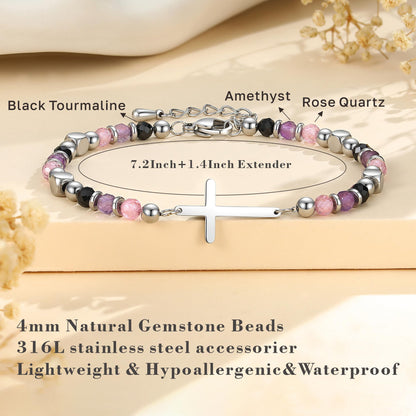 Granddaughter Gifts from Grandma, Dainty Christian Cross Bracelet – Anxiety Relief Jewelry for Birthday, Graduation, Anniversary, Christmas, Adjustable Crystal Bracelet