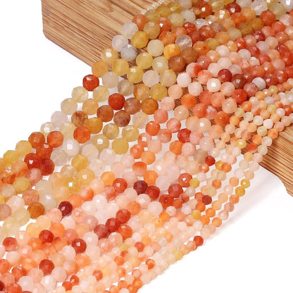 Song Xi 180pcs 2mm Natural Red Aventurine Gemstone Beads Faceted Round Loose Stone Beads for Jewelry Making (1 Strand)