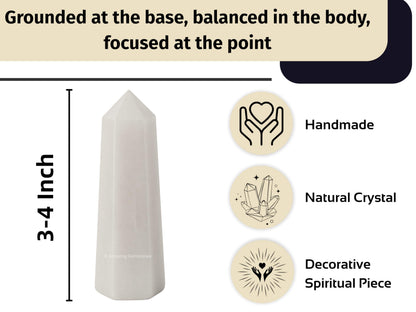 Amazing Gemstone Snow Quartz Crystal Towers - Natural Healing Crystal Point Obelisk for Reiki Healing and Crystal Grid (3" to 4" INCH)