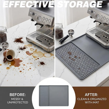 Caketime 2 In 1 Silicone Coffee Bar Mat Accessories Detachable Dish Drying Rug Rack Stone for Kitchen Counter Home Household Apartment Office Essentials Barista Espresso Machine Drainer Must Have