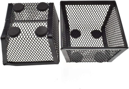 HAHIYO Stackable Paper Clip Mesh Holder cup 2.2" Height 2 Pack Black Sturdy PaperClip Holder Container for Desk Drawer Organizer Collection for Home Office School Soft Foam Feet No Sharp Edges