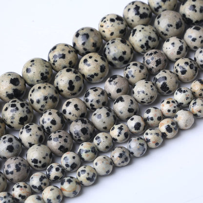 32PCS 12MM Natural Dalmatian Jasper Stone Beads Energy Healing Beads for DIY Jewelry Bracelet Necklace Making for Jewelry Making15Inch