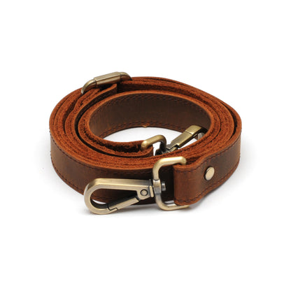 MayaCraft Full Grain Leather Replacement Strap for Handbags, Purses, Crossbody Bags, & Laptop Cases | Adjustable Shoulder Strap with Swivel Clasps | Brown, 0.8 in. Wide