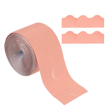 PATIKIL 3.9inch x 49.2ft Bulletin Board Border, Scalloped Trim Paper Corrugated Paper for Locker Classroom Decor Black White Cork Poster Boards, Pink