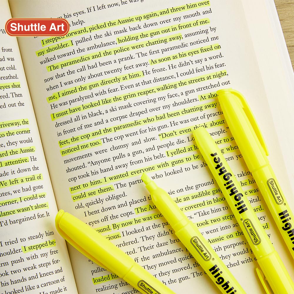 Shuttle Art 144 Pack Highlighters, Yellow Highlighter Pen Bulk with Versatile Chisel Tip Dry-Quickly Non-Toxic Highlighter Markers for Adults Teachers Students Highlighting in Home School Office