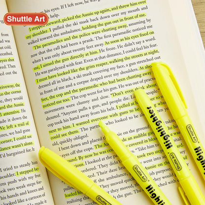 Shuttle Art 144 Pack Highlighters, Yellow Highlighter Pen Bulk with Versatile Chisel Tip Dry-Quickly Non-Toxic Highlighter Markers for Adults Teachers Students Highlighting in Home School Office