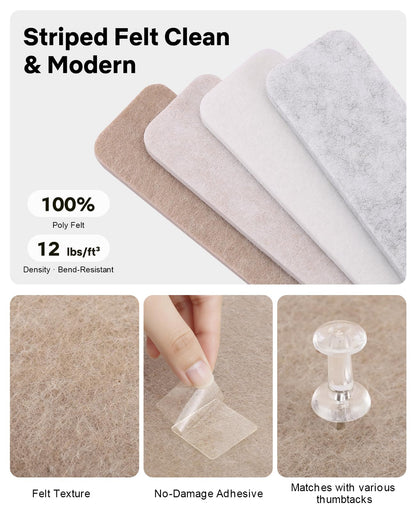 Small Cork Bulletin Board Tiles, Felt Wall Decor and Office Desk Accessories for Vision, Message Center, Picture and Prayer Board, Dorm, Room, Home Office Essentials and Organization(Stone Beige)
