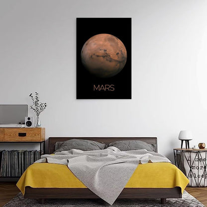 Solar System Planets Canvas Wall Art - Mars Planet Space Poster for Kids Room Bedroom Classroom, STEM Educational Astronomy Decor, Science Gift for Boys Girls, 12x18 Inch Framed