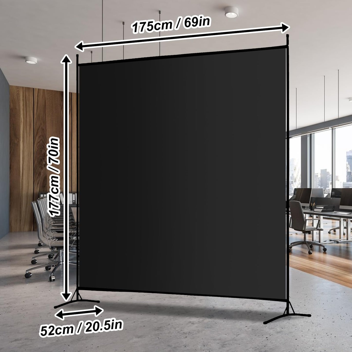 Carivia Single Large Panel Room Divider, 6 Ft Tall Privacy Screen Room Divider,Freestanding Room Partition Wall Divider,Lightweight Room Divider Screen for Home Office,69''W x 70''H, Black