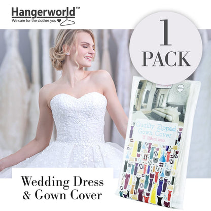 HANGERWORLD 72inch Breathable Wedding Gown Long Dress Hanging Garment Bag for Closet Storage (White)