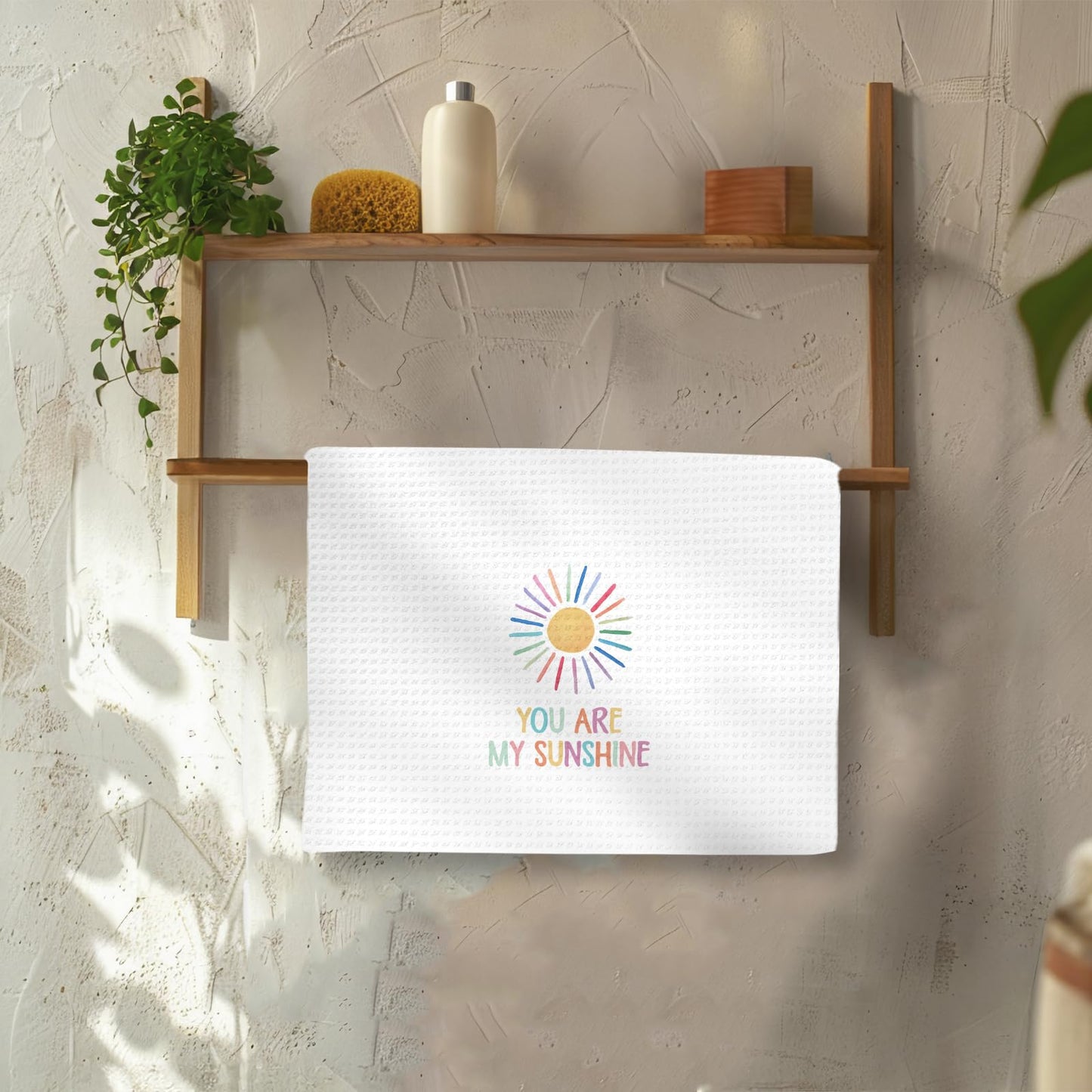 OINDADE Boho Rainbow Kids Hand Towels Set of 2 - Kids Bathroom Decor Hand Towels, You are My Sunshine Dish Tea Towel for Nursery Kitchen Bathroom, Rainbow HandTowels for BathroomDecor, 16x24In