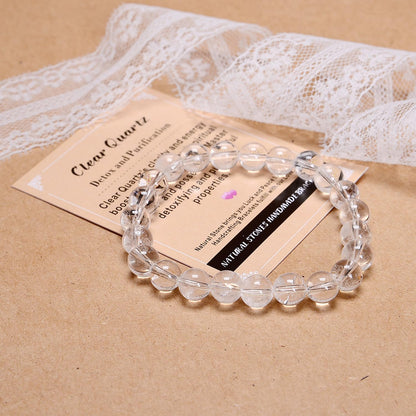 AD Beads Handmade Gemstone Stretch Elastic Bracelet Crystal Healing Reiki Nature's Beauty and Spiritual Essence Unisex (6mm, Clear Quartz (Detox and Purification))