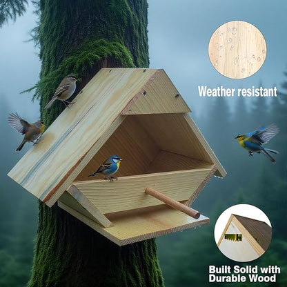 Mourning Dove Bird House - Outdoor Solid Wood Nesting Box with Predator Guard for Backyard, Garden, Patio | Handmade, Weather Resistant, Easy Mount