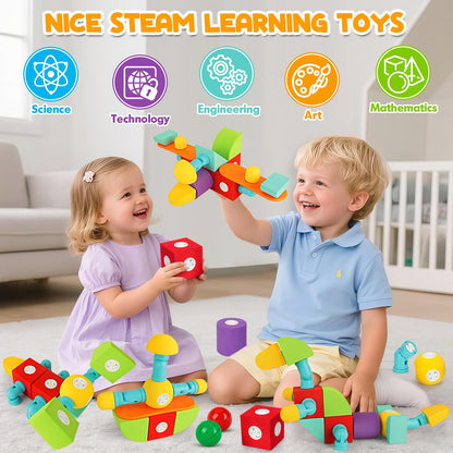 Hodurgyi 26 PCS Magnetic Foam Blocks, STEM Preschool Toys for Children, Magnetic Building Blocks for Toddlers, Kids Bath Toys and Montessori Sensory Toys, Birthday for Boys & Girls Age 3 4 5 6+