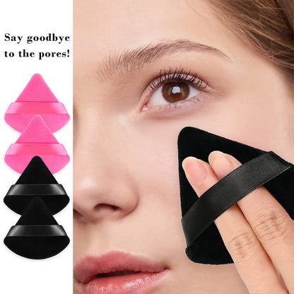 8Pcs of Triangular Powder Puff Makeup Sponges, Made of Super-soft Velvet, Designed for Contouring, Eye, and Corner, Beauty Blender Foundation Mixing Container.(Black)