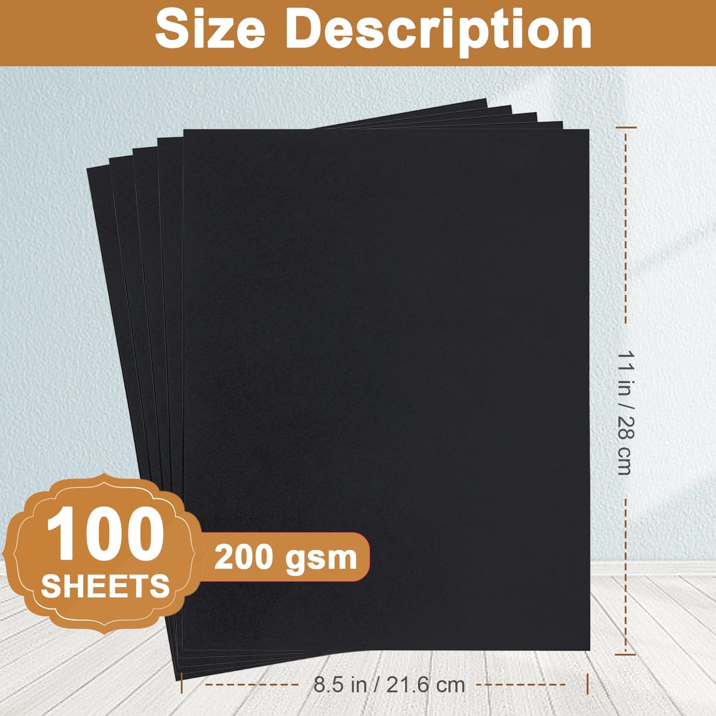 Silunkia 100 Sheets Black Cardstock 8.5 x 11 Printer Paper, 75lb Heavyweight Paper Card Stock for Halloween, DIY Cards Making, Birthday Decorations, Invitations, Thank You Cards