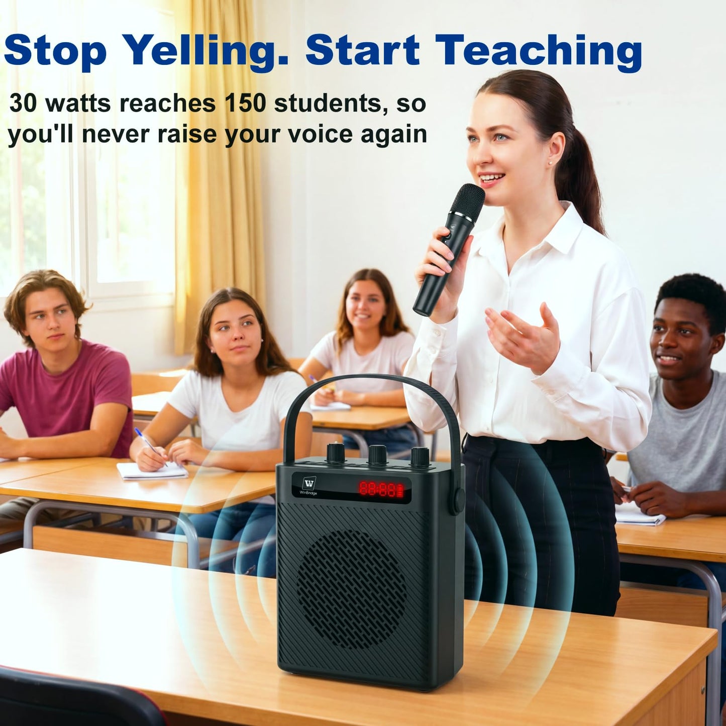 Voice Amplifier with Wireless Microphone & Speaker - Portable Mini Bluetooth PA System with Handheld Mic, 30W Ultra-Light Rechargeable Megaphone for Teachers, Speech & Outdoor Events - S93 Pro