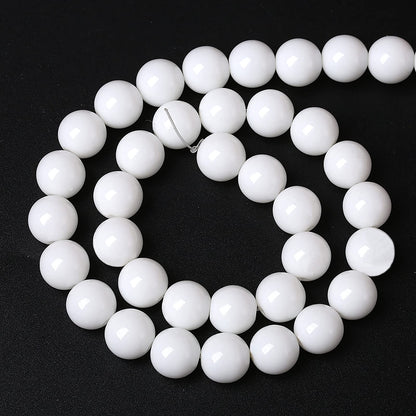 6mm 60PCS White Porcelain Agate Round Spacer Loose Beads for Jewelry Making DIY Bracelet Necklace 15 inches