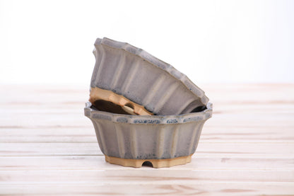 Willow Bonsai Ceramics Flower Design Bonsai Pot 4.5 Inch – Elegant Ceramic Bonsai & Succulent Pot, High‑Fired Frost‑Proof Stoneware with Drainage+Wiring Holes, Handmade USA (Ocean, 4.5inch)