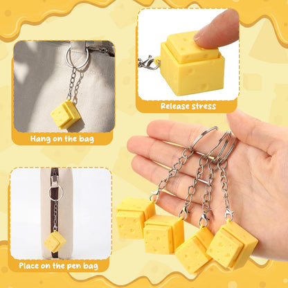 Gerrii 24 Sets Cheese Clicker Fidget Keychains Bulk Graduation Gifts 3D Sensory Clicker Fidget Toys Inspirational Cheese Keychains with Cards for Teacher Student Nurse Coworker Office Staff Favors