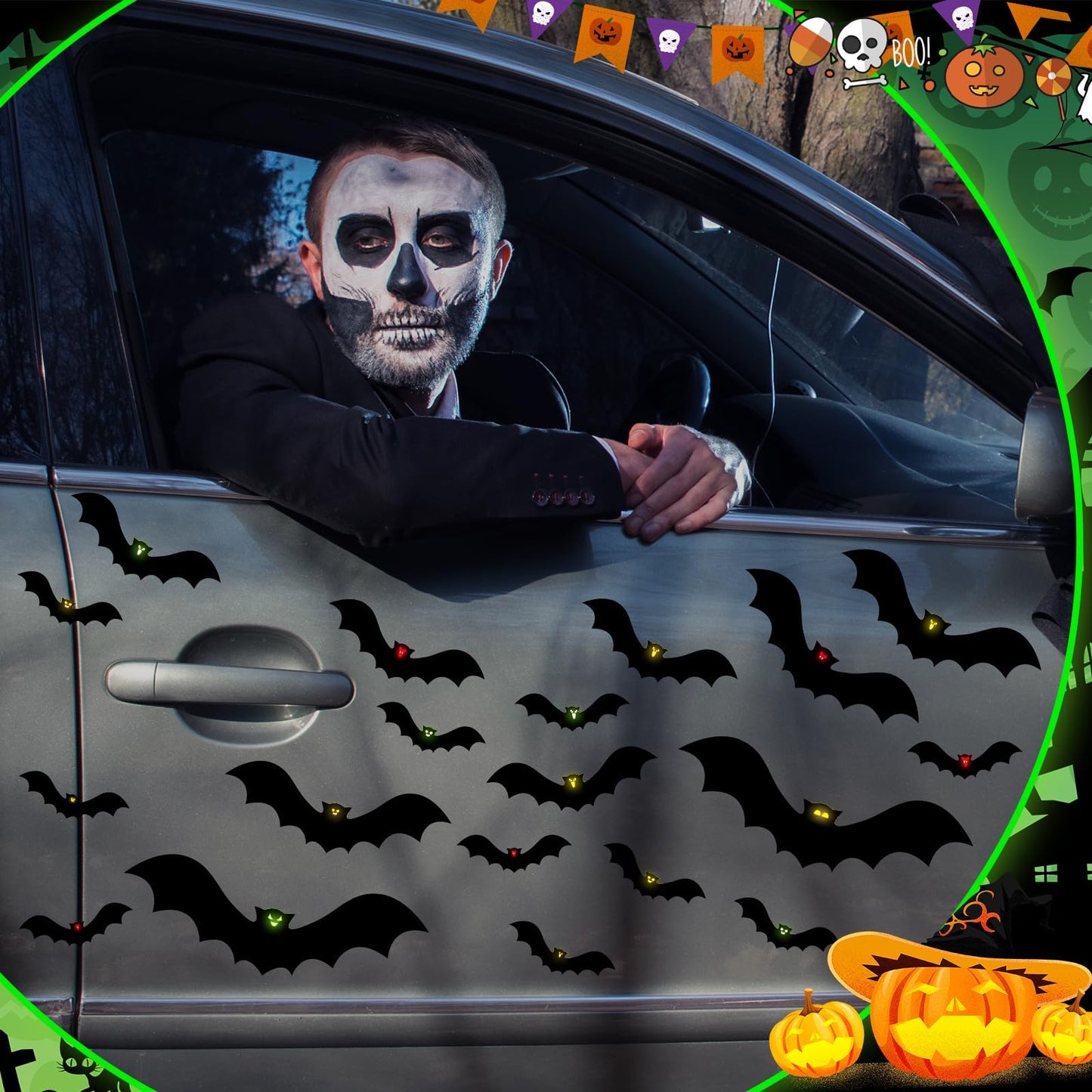 28 Pcs Halloween Garage Door Decoration Glow in The Dark Scary Bat Magnets Garage Door Magnets Luminous Bat for Halloween Garage Door Car Refrigerator Party Supplies