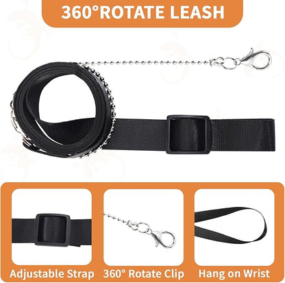 3 Pack Bearded Dragon Leash and Harness Set for Small Animals, 6.5FT Leash with 3 Sizes Adjustable Harness for Lizard Walking Adventure, Soft Vest Clothes for Squirrel Reptile Lovers -Black