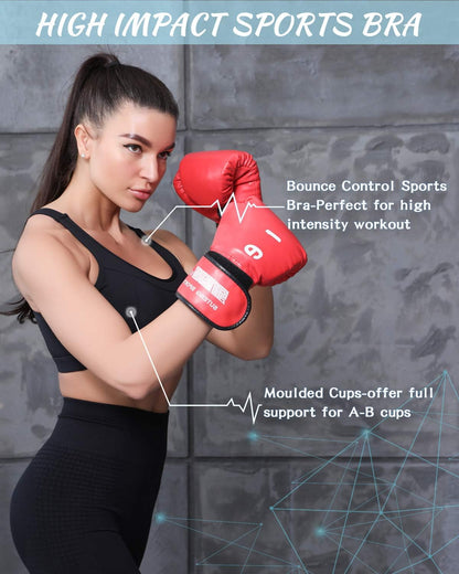 RUNNING GIRL High Impact Sports Bras for Women,Racerback Running Bra Yoga Workout Crop Tank Tops Longline Sports Bra Push up