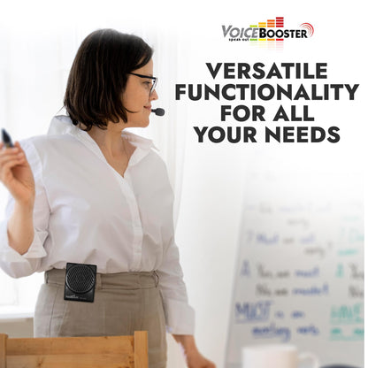 VoiceBooster Portable Voice Amplifier for Teachers - 10W Rechargeable Megaphone Speaker & MP3 Player with Wearable Microphone Headset for Classroom, Tour Guide, Elderly, Public Speaking - MR1506