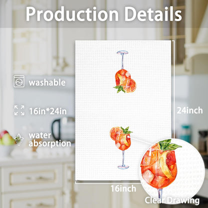 OINDADE Aperol Spritz Gifts Decor Kitchen Towels, Gifts for Aperol Spritz Lovers Hand Towels, AperolSpritz Cocktail Dish Tea Towels for Kitchen Home BarDecor, AperolSpritz Bar Cart Decor, 16x24Inches