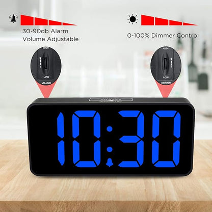 DreamSky Large Digital Alarm Clock Big Number for Seniors/Visually Impaired | 9 Inches Electric Clocks for Bedroom, Jumbo Display Fully Dimmable Brightness, USB Ports, Adjustable Alarm Volume
