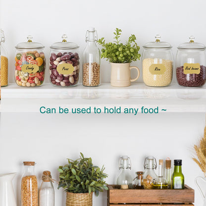 FALUCKYY 6 PCS Plastic Candy Jars with Lids, 2.2L 74oz Airtight Food Storage Canisters, Apothecary Cookie Jars for Kitchen Pantry, Includes 6 Scoops, Pen & Labels