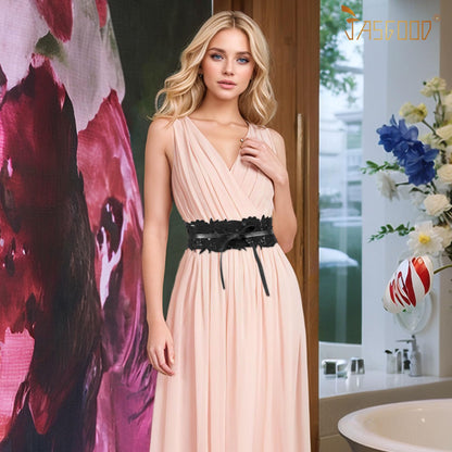 JASGOOD Women Lace Waist Belt Corset Waist Band Belt For Dress Obi Bowknot Cinch Wide Belt Bow Tie Wrap Boho Faux Leather,Black