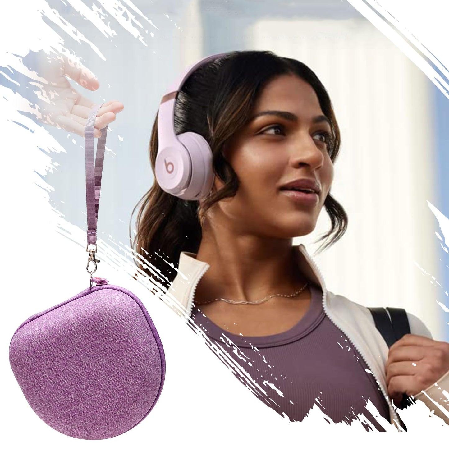 Headphone Headset Case for JLab JBuds Lux ANC/Lorelei X8/Beats/JBL/TOZO/BERIBES/Picun/KVIDIO Noise Cancelling Over-Ear Foldable Headphones (Purple)