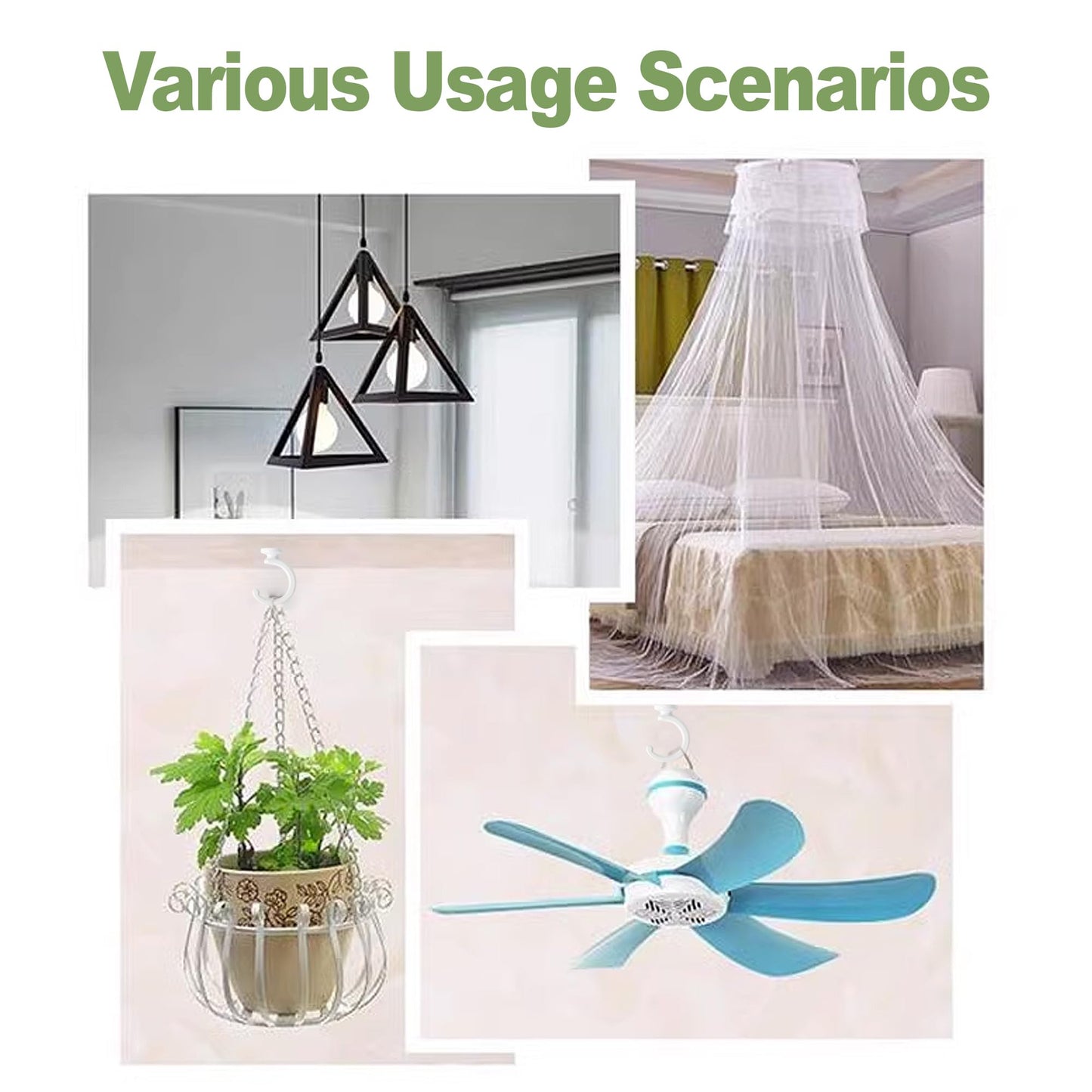 Aidoclip 6pcs Ceiling Hooks for Hanging Plants,Hanging Hanging Lights Metal Small Hooks,Indoor Outdoor Wall Heavy Duty Plant Hanger Swag Hook