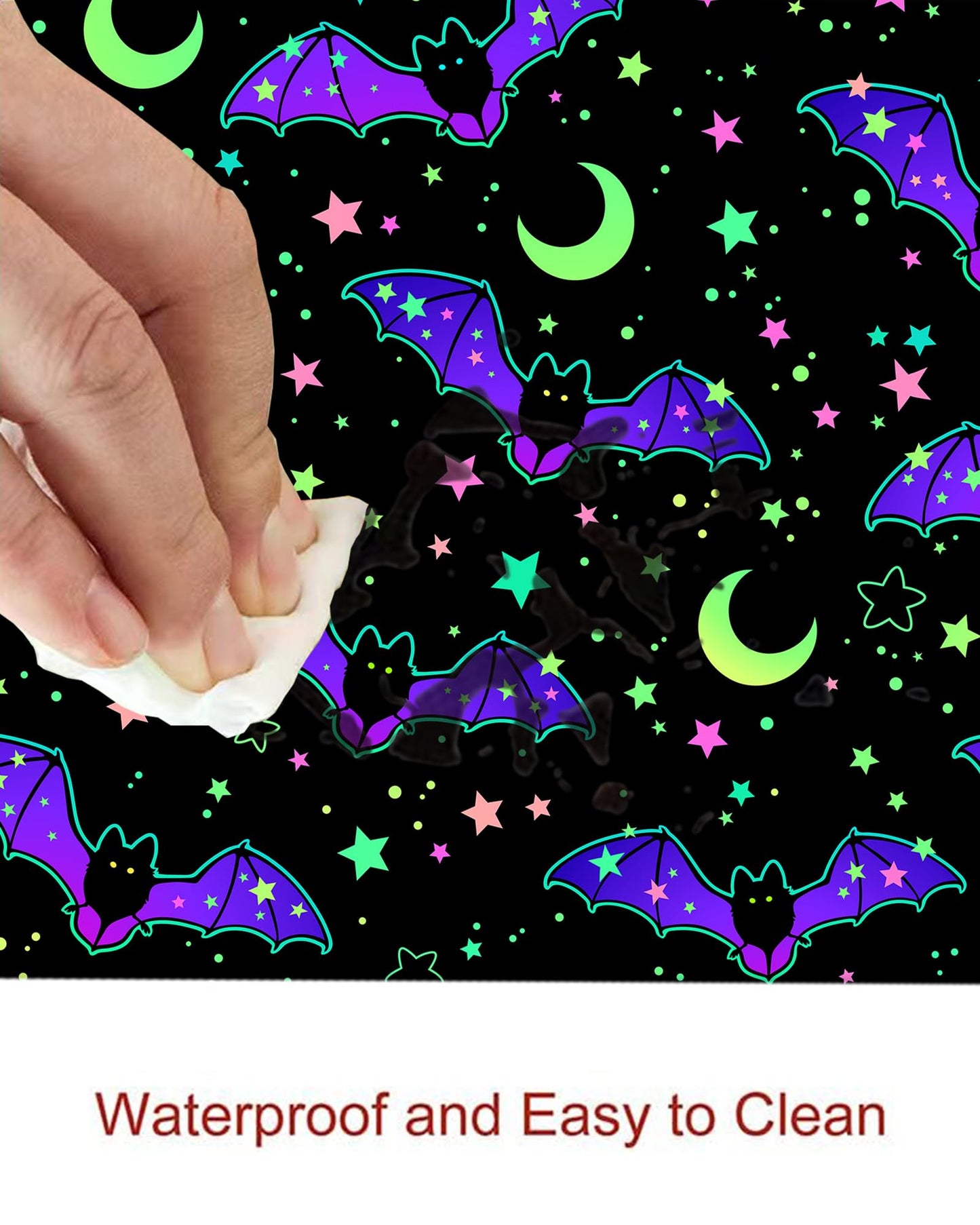 ALTEKO Large Gaming Mouse Pad, Computer Mouse Mat, Funny Desk Pad Protector Decoration, Big Cute Desk Pad, Non-Slip Base 31.5 x 11.8 in Cute Bats Stars