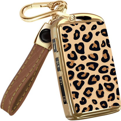 Lucrum Compatible with Mazda CX5 Key Fob Cover & Leather Keychain - TPU Keyfob Case for 3, 6, CX-5, CX-9, CX-30, CX-50, CX-70 (2019-2025) - Leo Vibe