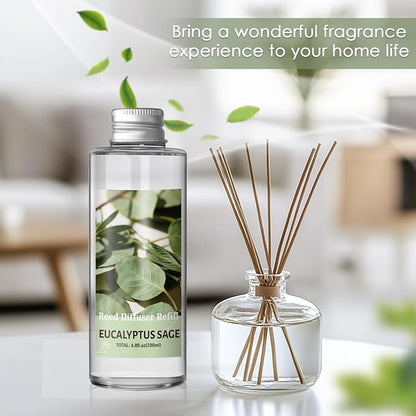 SCENTORINI Reed Diffuser Oil Refill, Eucalyptus Sage Diffuser Oil 6.76 Fl Oz, Natural Scented Essential Oil Refill Long Lasting Summer Home Fragrance for Room Spa Aromatherapy Bathroom Home Decor