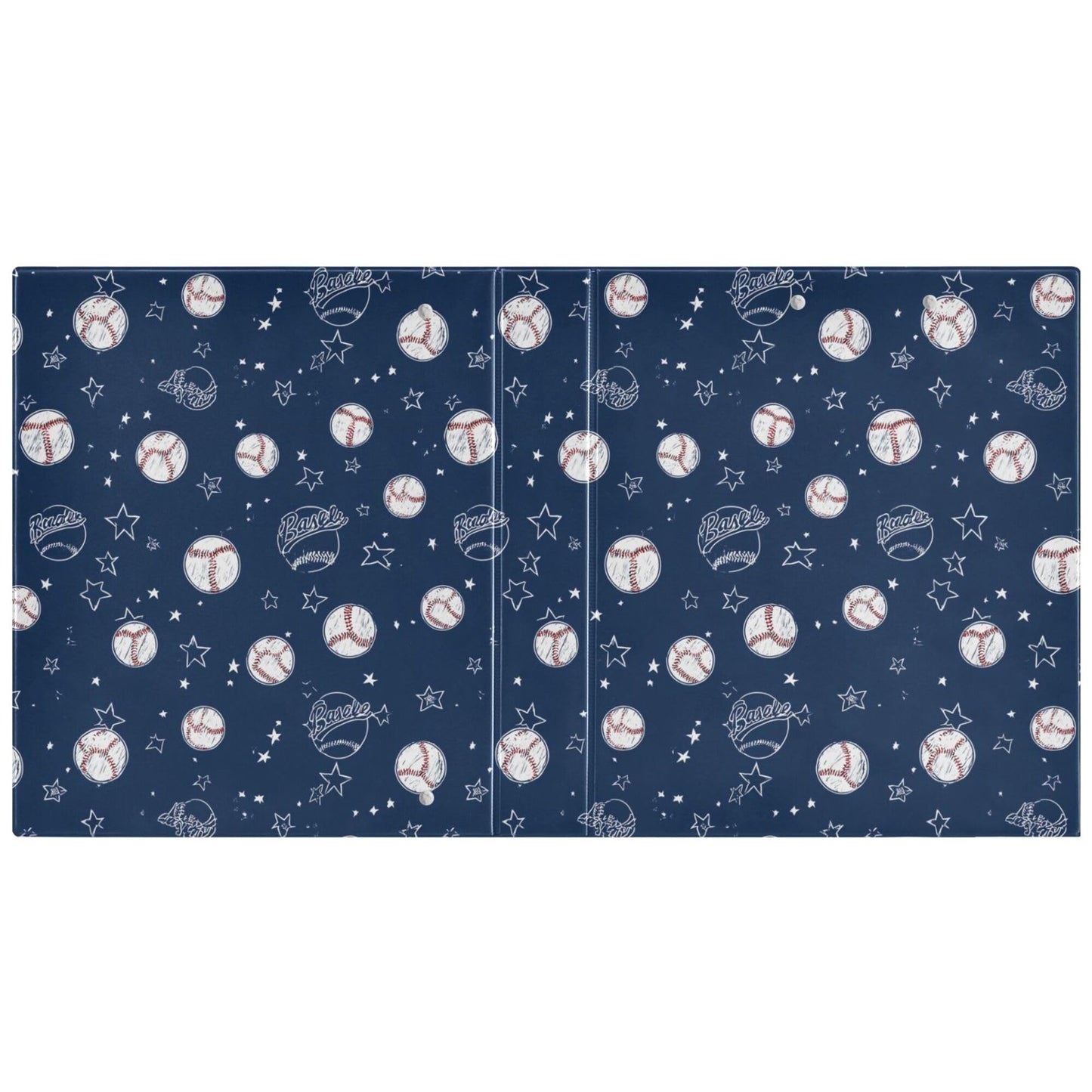 Baseballs and Stars Round Ring Binders 1.5 Inch Softball White Blue Purple 3 Ring Clipboard Binder for Office School Work Supplies File Folder 200 Sheet Capacity