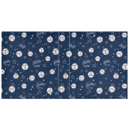 Baseballs and Stars Round Ring Binders 1.5 Inch Softball White Blue Purple 3 Ring Clipboard Binder for Office School Work Supplies File Folder 200 Sheet Capacity