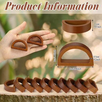 Remerry 24 Pcs Wooden Napkin Rings Handmade Dining Napkin Holder Buckles Farmhouse Semicircle Serviette Ring for Xmas Gathering Everyday Use Harvest Wedding Table Setting (Wood Color)